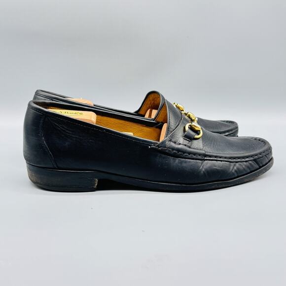 Cole Haan Shoes Mens 11 Black Leather Horsebit Loafers Vintage City Made Italy - Picture 1 of 11